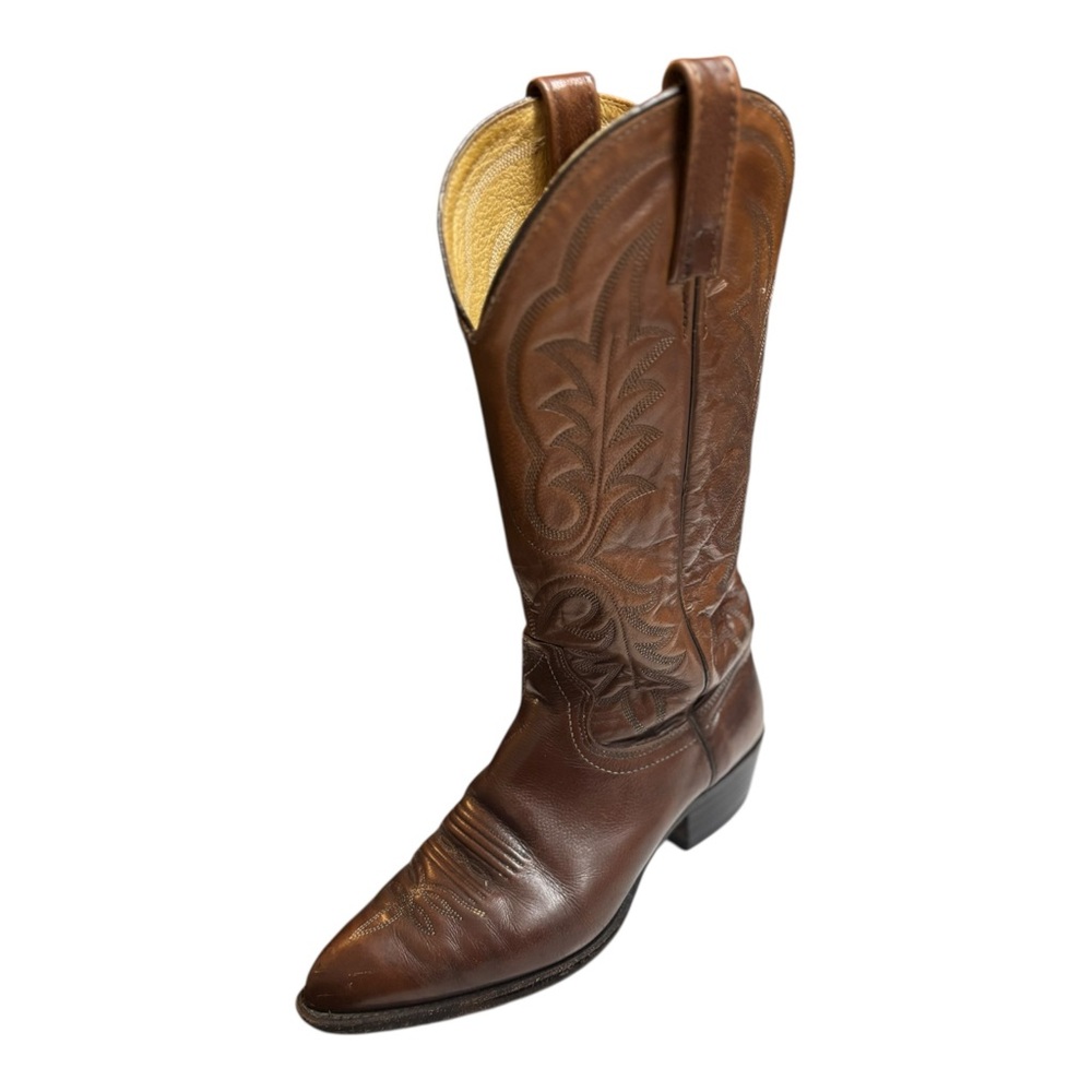 J. Chisholm Brown Leather Western Boots Mens Size 8 D Cowboy Boots
